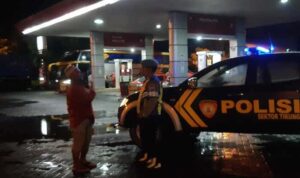 Patroli malam Polsek Tikung di SPBU untuk mencegah kejahatan 3C
