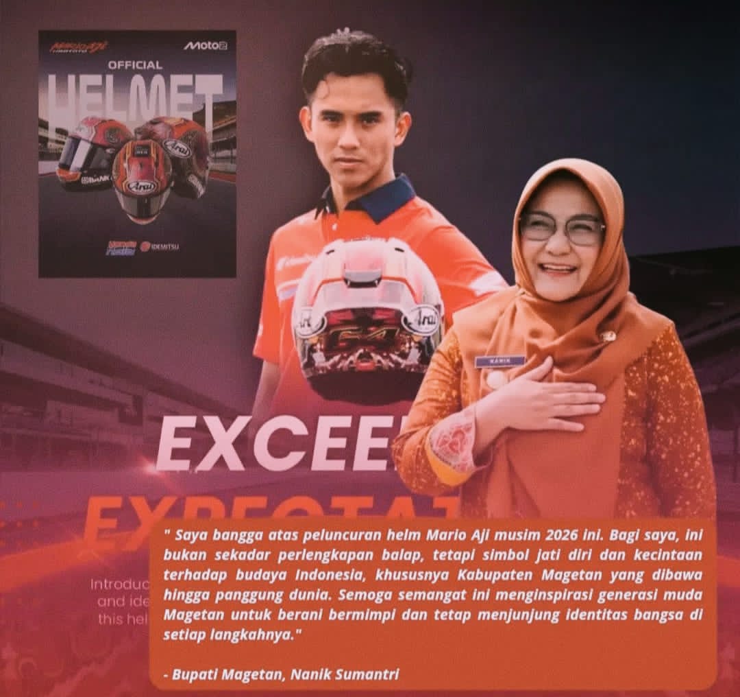 Bawa Identitas Magetan ke Dunia, Bupati Nanik Bangga Helm Terbaru Mario Aji Usung Motif Batik
