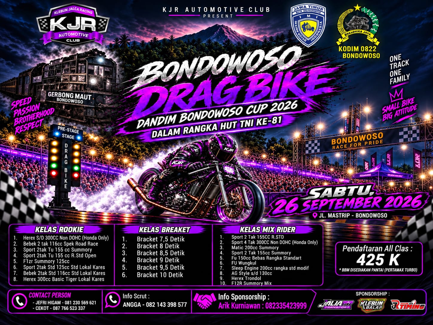 Bondowoso Drag Bike Dandim Cup 2026 Siap Digelar, Adu Kecepatan Meriahkan HUT TNI ke-81